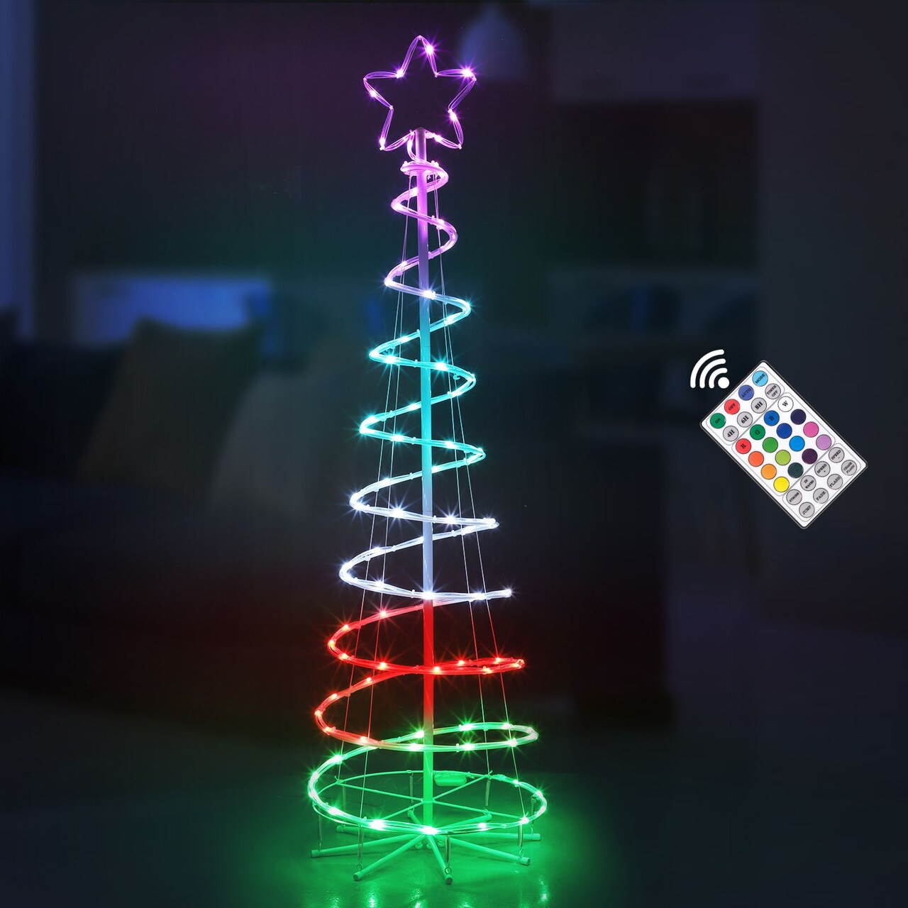 16 Modes Spiral Lighted Christmas Tree Outdoor Yard Decorations